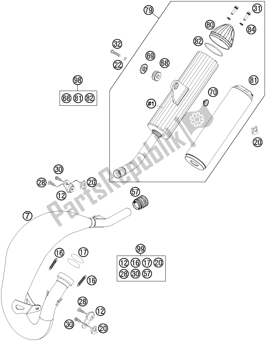 Todas las partes para Sistema De Escape de Husqvarna TC 85 19/ 16 EU 851916 2017