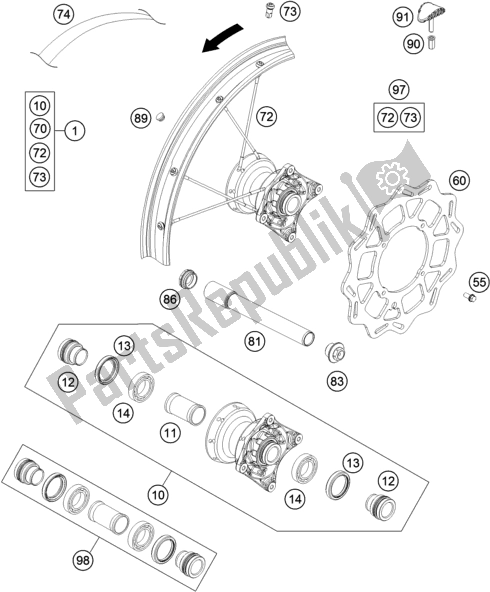 Toutes les pièces pour le Roue Avant du Husqvarna TC 85 19/ 16 EU 851916 2017