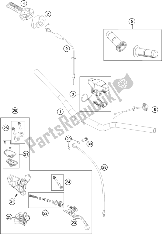 Toutes les pièces pour le Guidon, Commandes du Husqvarna TC 85 19/ 16 EU 851916 2017