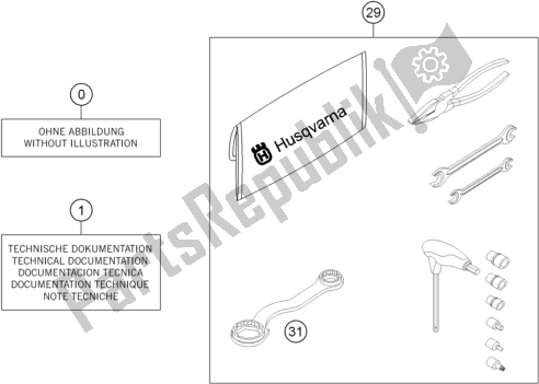 All parts for the Seperate Enclosure of the Husqvarna TC 85 19/ 16 EU 851916 2017