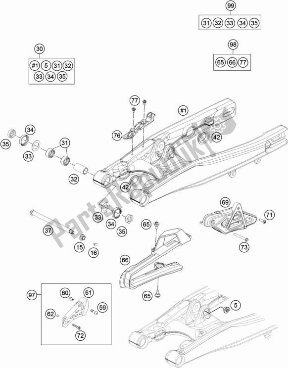 Todas las partes para Brazo Oscilante de Husqvarna TC 85 19/ 16 EU 851916 2017