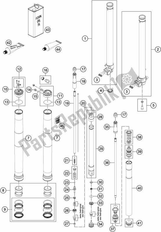 Wszystkie części do Zdemontowany Przedni Widelec Husqvarna TC 85 19/ 16 EU 851916 2018