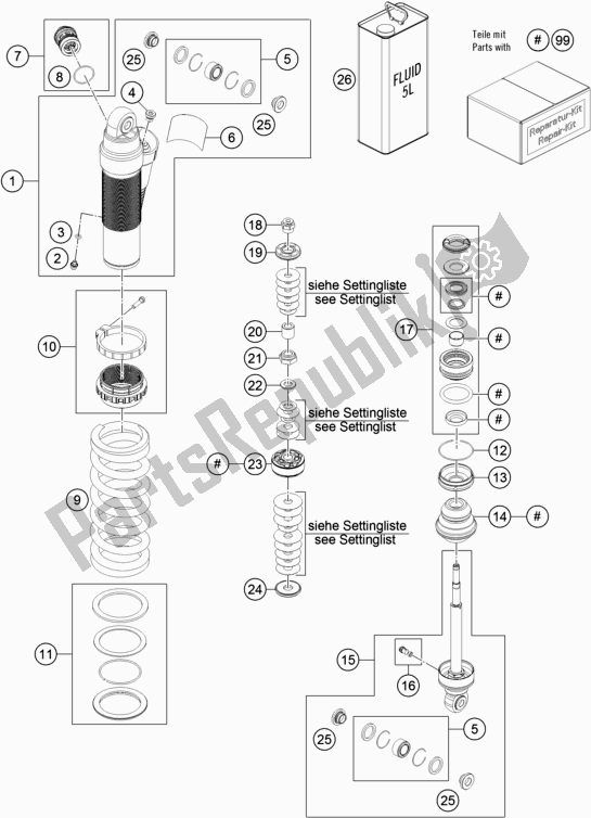 Tutte le parti per il Ammortizzatore Smontato del Husqvarna TC 85 19/ 16 EU 851916 2018