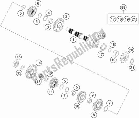 All parts for the Transmission Ii - Countershaft of the Husqvarna TC 85 19/ 16 EU 851916 2018