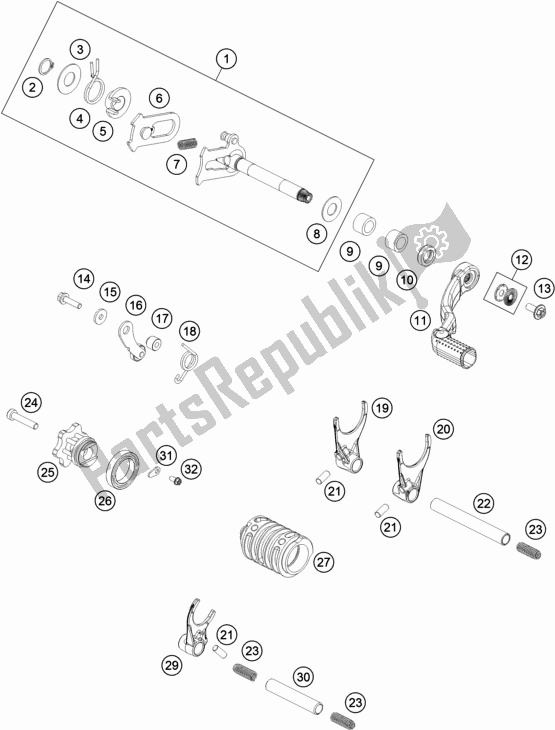 All parts for the Shifting Mechanism of the Husqvarna TC 85 19/ 16 EU 851916 2019