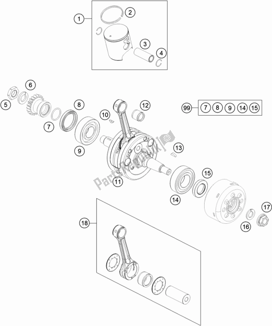All parts for the Crankshaft, Piston of the Husqvarna TC 85 19/ 16 EU 851916 2020
