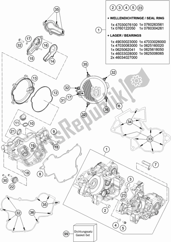All parts for the Engine Case of the Husqvarna TC 85 19/ 16 EU 851916 2020