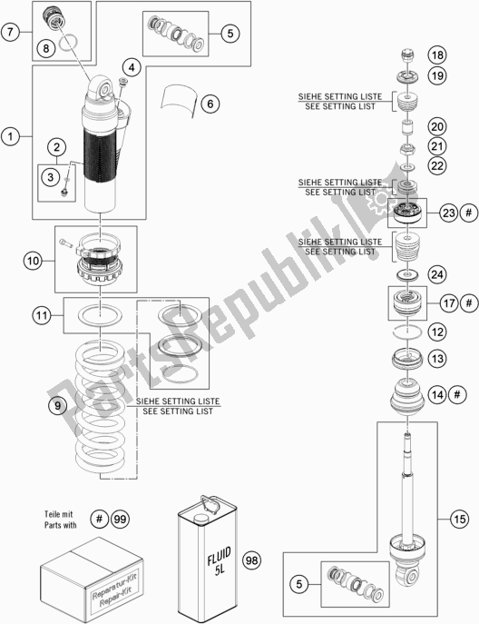 Toutes les pièces pour le Amortisseur Démonté du Husqvarna TC 85 19/ 16 EU 851916 2021