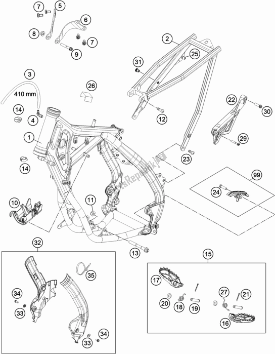 All parts for the Frame of the Husqvarna TC 85 19/ 16 EU 851916 2022