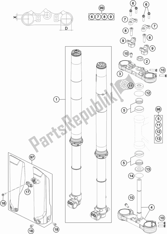 All parts for the Front Fork, Triple Clamp of the Husqvarna TC 85 19/ 16 EU 851916 2022