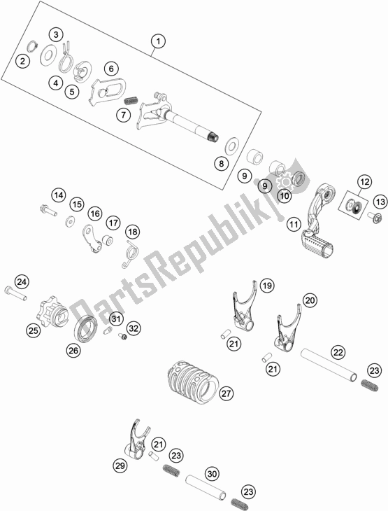 Wszystkie części do Mechanizm Zmiany Biegów Husqvarna TC 85 19/ 16 EU 851916 2022