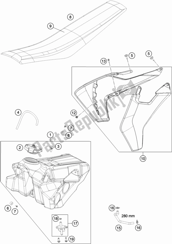 Alle onderdelen voor de Tank, Stoel van de Husqvarna TC 85 19/ 16 EU 851916 2022