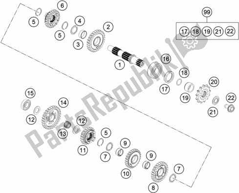 Alle onderdelen voor de Transmissie Ii - Secundaire As van de Husqvarna TC 85 19/ 16 EU 851916 2022