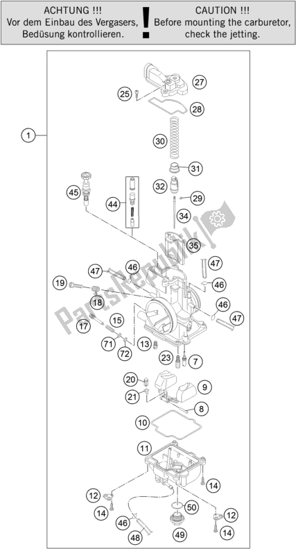 Todas as partes de Carburador do Husqvarna TE 125 EU 2016