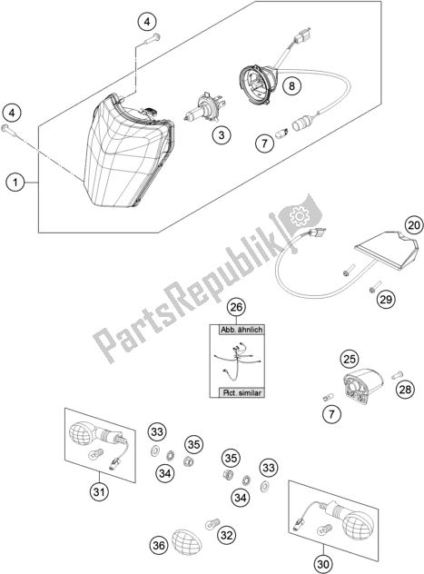 All parts for the Lighting System of the Husqvarna TE 125 EU 2016