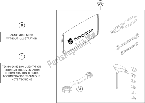 All parts for the Seperate Enclosure of the Husqvarna TE 125 EU 2016