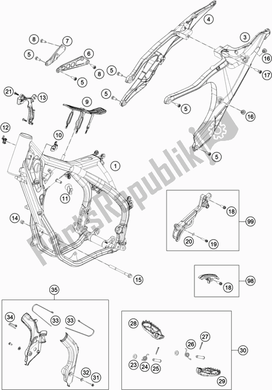 Todas las partes para Marco de Husqvarna TE 150I EU 2020