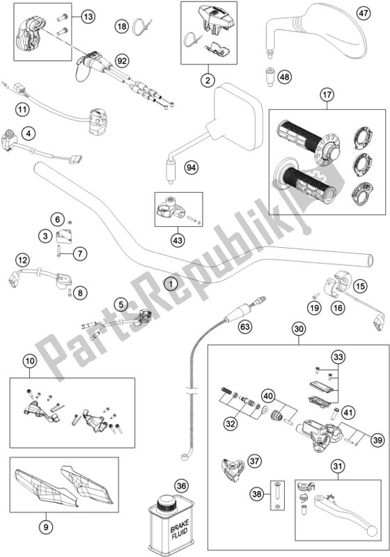 Toutes les pièces pour le Guidon, Commandes du Husqvarna TE 150I EU 2020