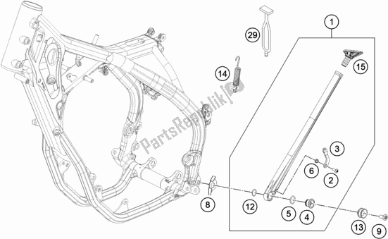 Todas as partes de Suporte Lateral / Central do Husqvarna TE 150I EU 2020