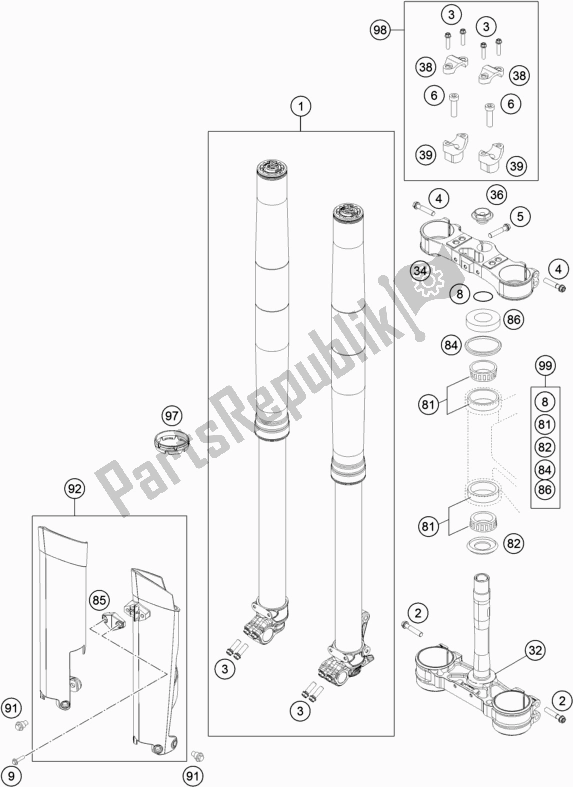 Toutes les pièces pour le Fourche Avant, Triple Serrage du Husqvarna TE 250 2016