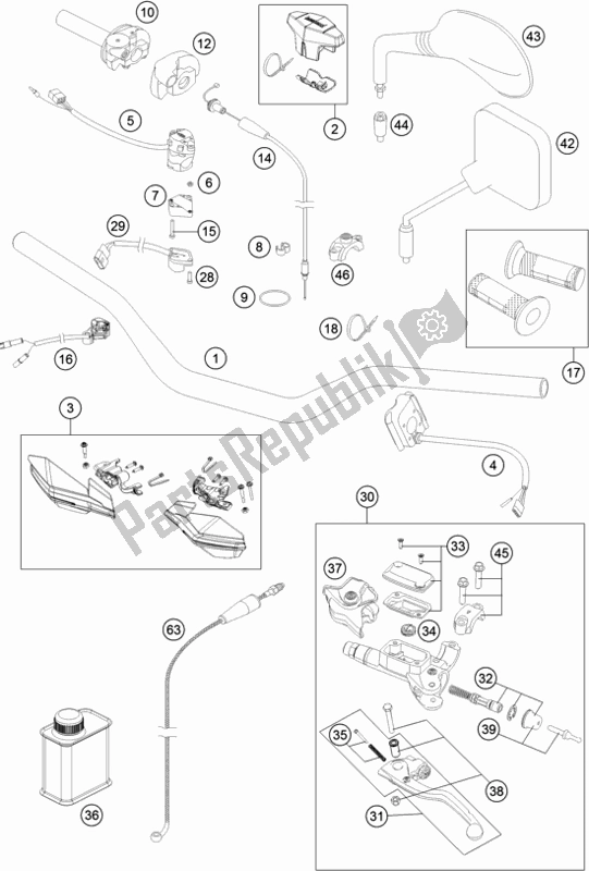 Toutes les pièces pour le Guidon, Commandes du Husqvarna TE 250 2016