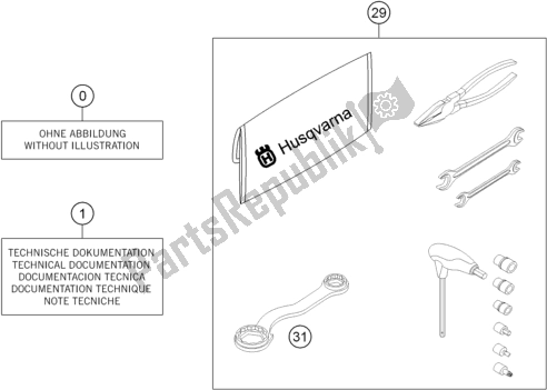 Todas as partes de Seperate Enclosure do Husqvarna TE 250 2016