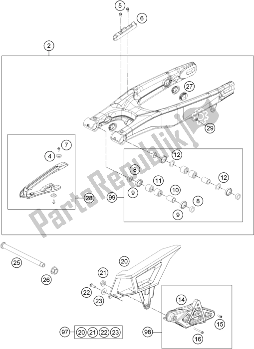 Todas las partes para Brazo Oscilante de Husqvarna TE 250 2016