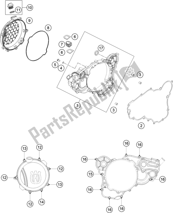 All parts for the Clutch Cover of the Husqvarna TE 250 2017