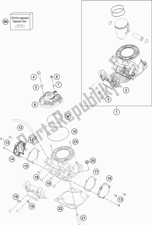 Todas as partes de Cilindro, Cabeça Do Cilindro do Husqvarna TE 250 2017