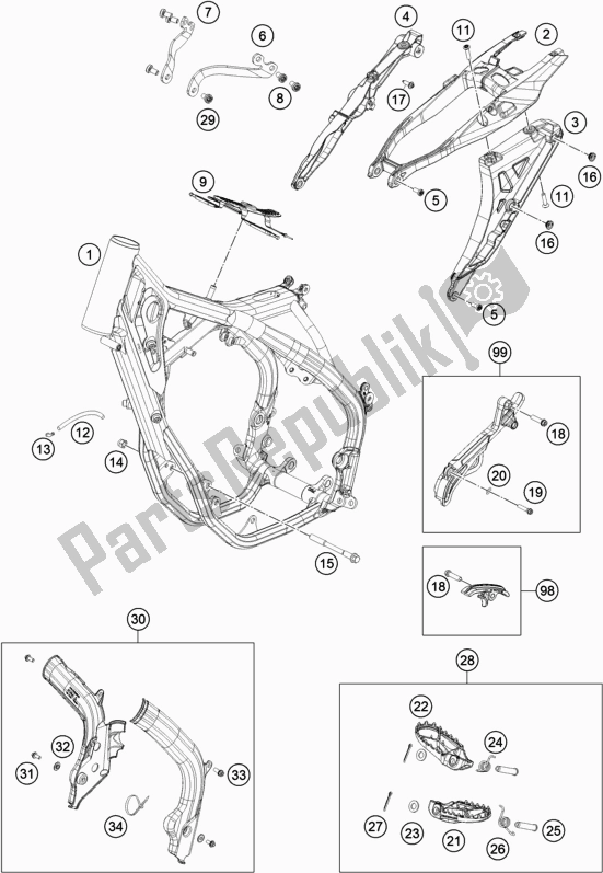 Alle onderdelen voor de Kader van de Husqvarna TE 250 2017