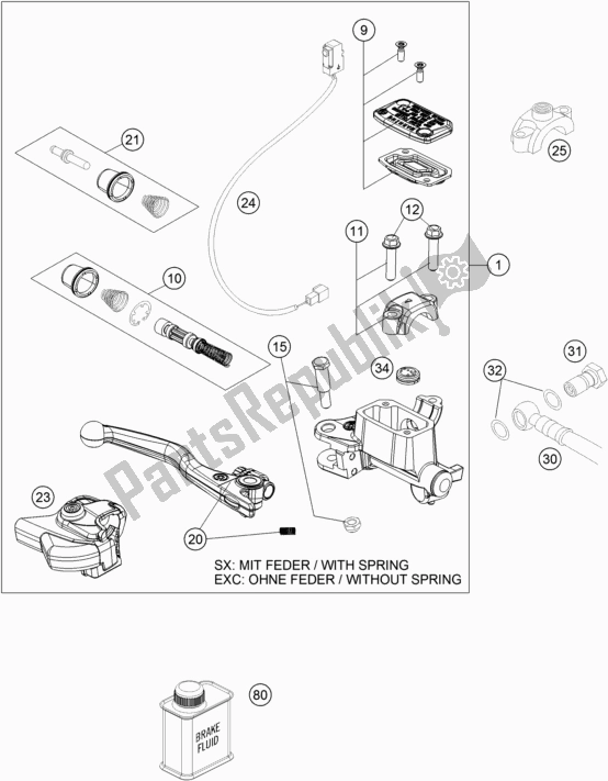 All parts for the Front Brake Control of the Husqvarna TE 250 2017