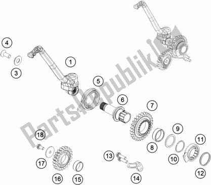 All parts for the Kick Starter of the Husqvarna TE 250 2017