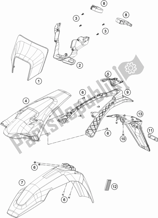 All parts for the Mask, Fenders of the Husqvarna TE 250 2017