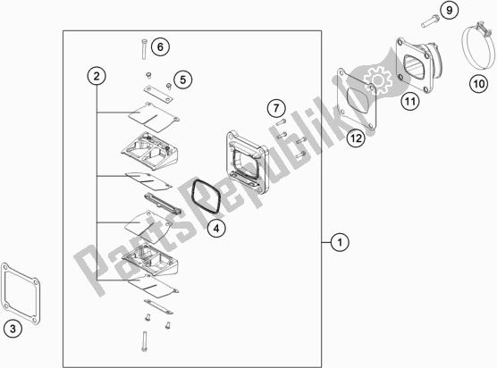 All parts for the Reed Valve Case of the Husqvarna TE 250 2017