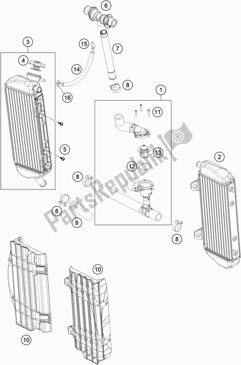 All parts for the Cooling System of the Husqvarna TE 250 2018