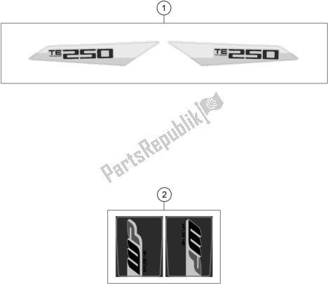 All parts for the Decal of the Husqvarna TE 250 2018