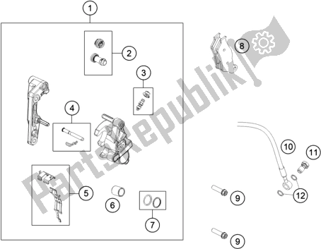 All parts for the Front Brake Caliper of the Husqvarna TE 250 2018