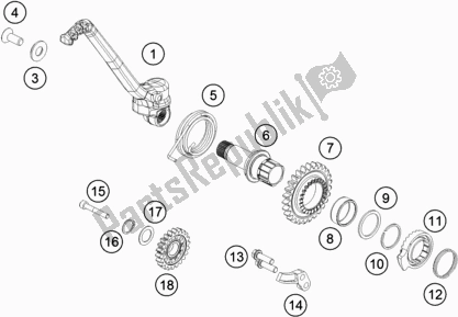 All parts for the Kick Starter of the Husqvarna TE 250 2018