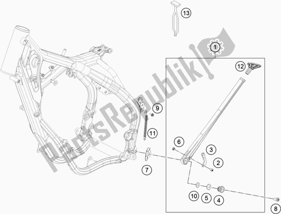 All parts for the Side / Center Stand of the Husqvarna TE 250 2018