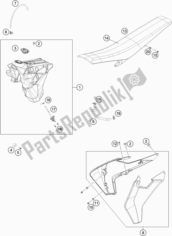 All parts for the Tank, Seat of the Husqvarna TE 250 2018