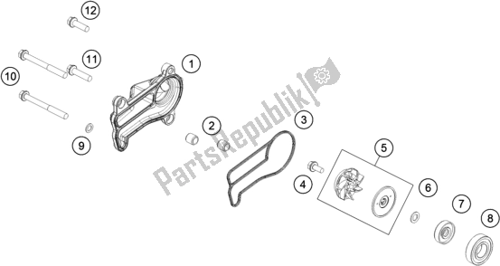 All parts for the Water Pump of the Husqvarna TE 250 2018