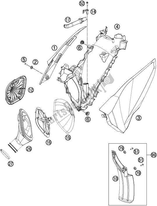 All parts for the Air Filter of the Husqvarna TE 250 EU 2016