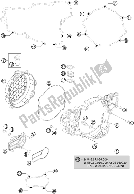 All parts for the Clutch Cover of the Husqvarna TE 250 EU 2016