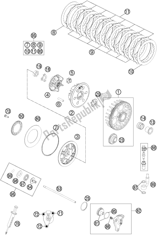 All parts for the Clutch of the Husqvarna TE 250 EU 2016