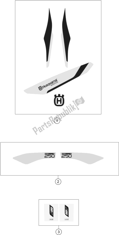 All parts for the Decal of the Husqvarna TE 250 EU 2016