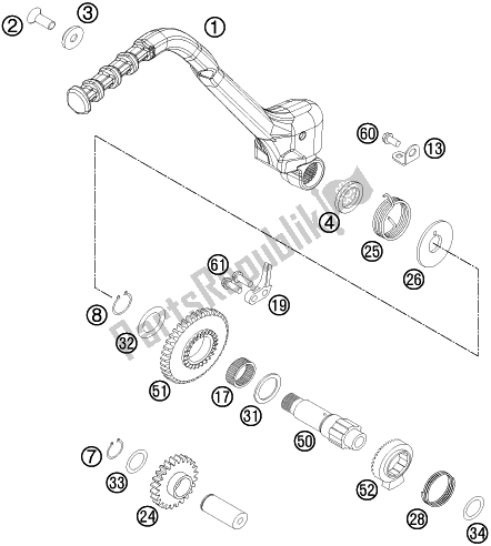 All parts for the Kick Starter of the Husqvarna TE 250 EU 2016