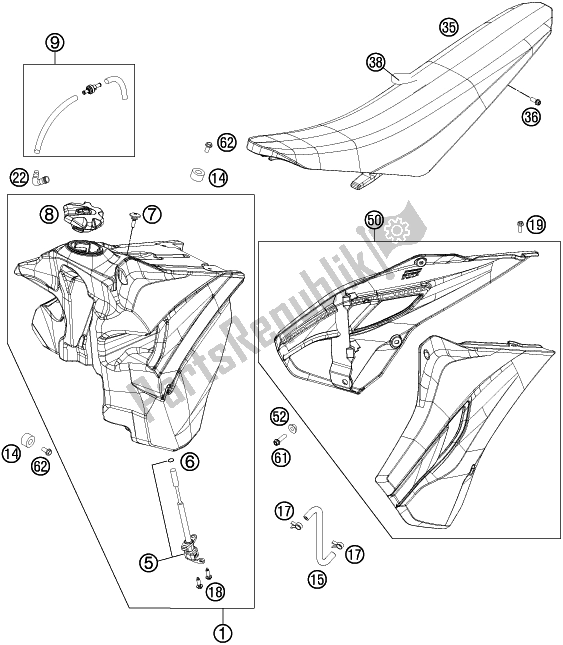 All parts for the Tank, Seat of the Husqvarna TE 250 EU 2016