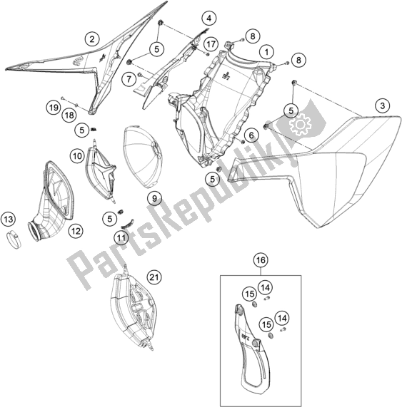 All parts for the Air Filter of the Husqvarna TE 250 EU 2017