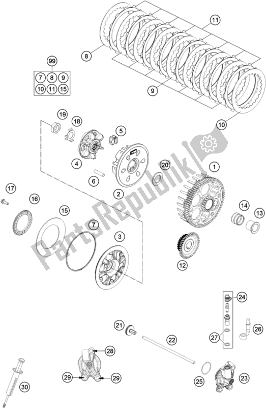 All parts for the Clutch of the Husqvarna TE 250 EU 2017