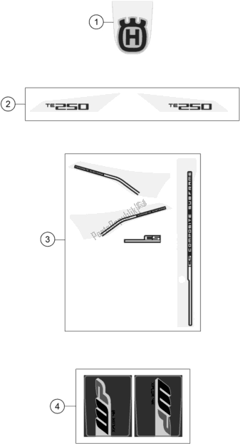 All parts for the Decal of the Husqvarna TE 250 EU 2017